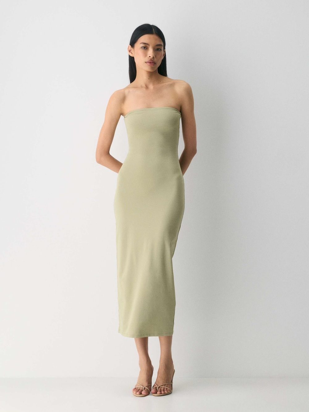 Aritzia Original Contour Enrapture Maxi Tube Dress in Martini Olive New